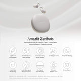 Amazfit Zenbuds Smart Sleep Earbuds, Noise Blocking, in-Ear Alarm, Soothing Sounds, Light and Comfortable, in-Ear Alarm Detection, Cloud White