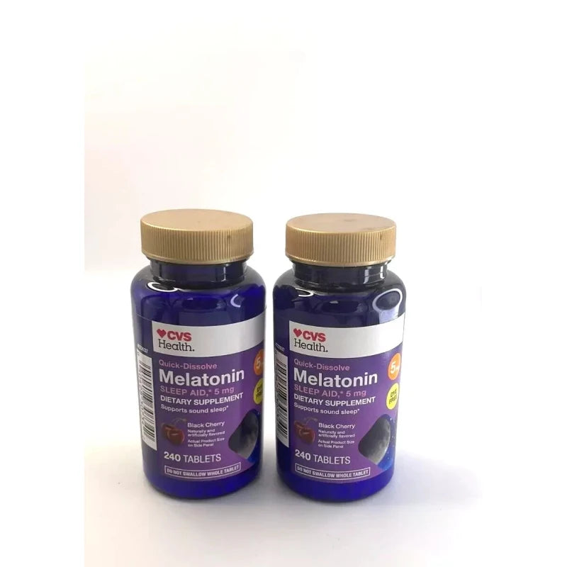 CVS LOT OF 2- CVS Quick Dissolve Melatonin 5mg 240 Tablets Each, Black Cherry
