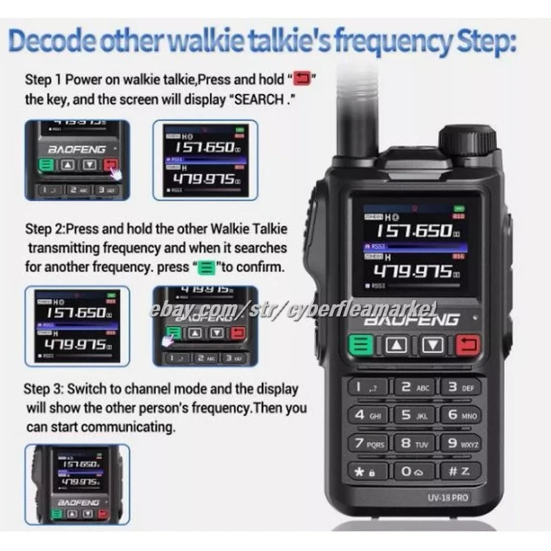BaoFeng UV18 Pro Max GPS Air Band Walkie Talkie NOAA Type-C Long Range Ham Radio