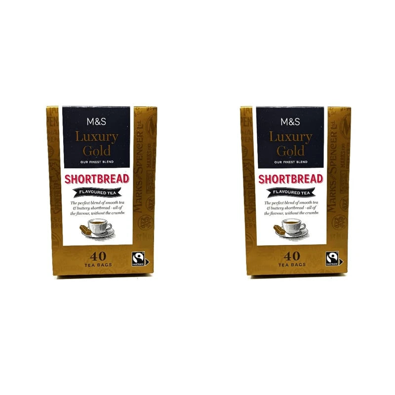 M&S Luxury Gold Shortbread Biscuit 40 Teabags 116g - 2 Pack in a Premier Life Store Box