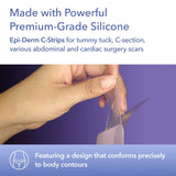 BIODERMIS Epi-Derm Keloid C-Strips, Silicone Gel Sheeting for Scars, Ideal for C-Section, Tummy Tuck, Hysterectomy & Cardiac Surgery Scars, Premium Grade Scar Sheets, Reusable 1.4x6 in -1 Pack, Clear