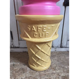 SAFE T CUP tm Blow Mold Giant Plastic Ice Cream Cone Strawberry  Swirl Safe T Cup Display 26”