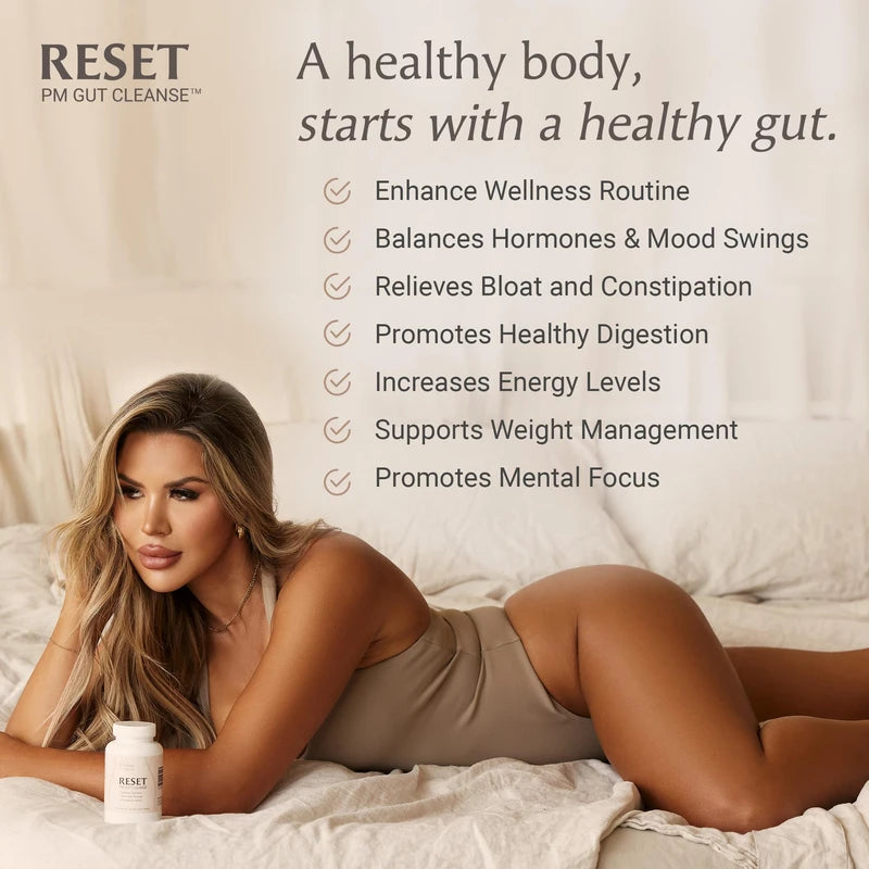 Paulina FITNESS Reset Overnight Digestive Aid, Bloating Relief, & Gut Health Supplement | Natural Detox & Digestive Cleanse to Support Weight Management and Relieve Constipation | 90 Capsules