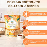Paradise Naturals 100% Grass-Fed Beef Bone Broth Protein Powder -Active Probiotics- Collagen Peptide Rich, 15g Protein, Non-GMO, Low Sodium, Healthy Skin Hair Joints, Gut Health, Paleo Keto, No Gluten