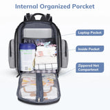 Mancro Diaper Bag Backpack, Large Multifunction Waterproof Travel Baby Changing Bag for Dad Mom with 4 Insulated Pockets and Stroller Straps, Maternity Baby Bag for Boys Girls, Grey