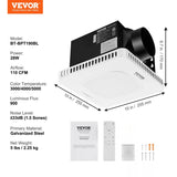 VEVOR Bathroom Exhaust Fan, 110 CFM High-Efficiency Ventilation, 1.5sones Low Noise Operation All-Copper Motor, Remote Control, Energy-Saving Bathroom Ceiling Fan For Various Ceilings