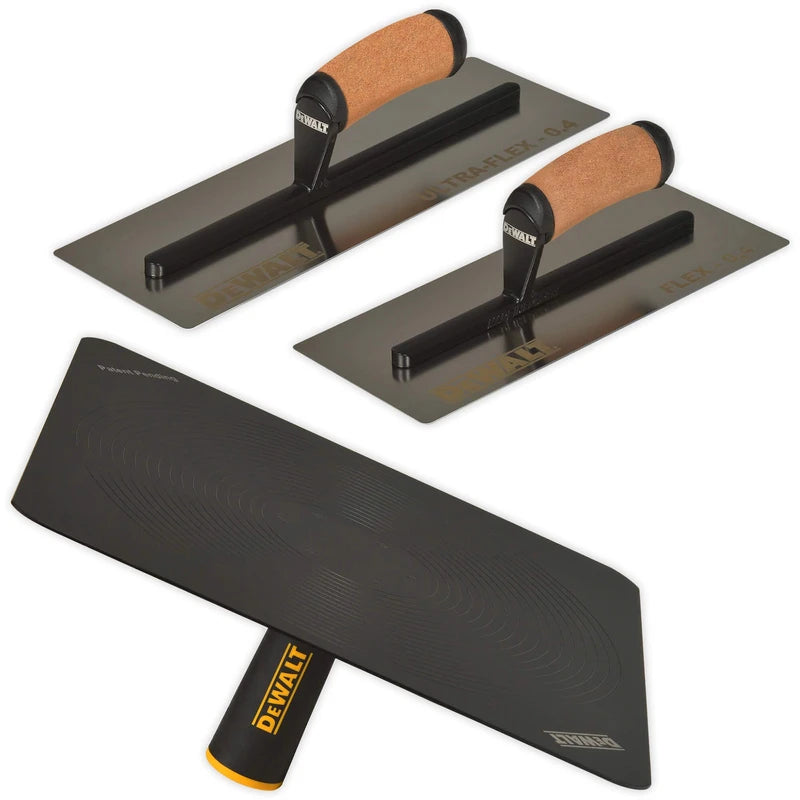 DEWALT Drywall Trowel & Hawk Set | ULTRAFLEX 12/14" 0.4MM Blades + Mud Hawk | DXTT-3-462