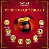 Vasu ayurveda Highest Potency 100% Natural Himalayan Shilajit Resin Pure Form of Fulvic Acid & 85+ Trace Minerals - The Black Gold - 50 Day Supply 1 Pack - Energy Booster