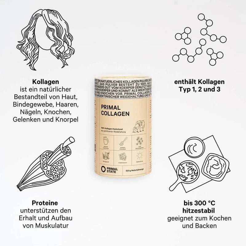 Collagen Hydrolysate Peptides (Natural Cocoa Flavour) Premium Protein Powder Primal Collagen Protein Powder from Willow Production Type I and Type II Lift Drink and Laboratory Tested Cocoa - 600 g