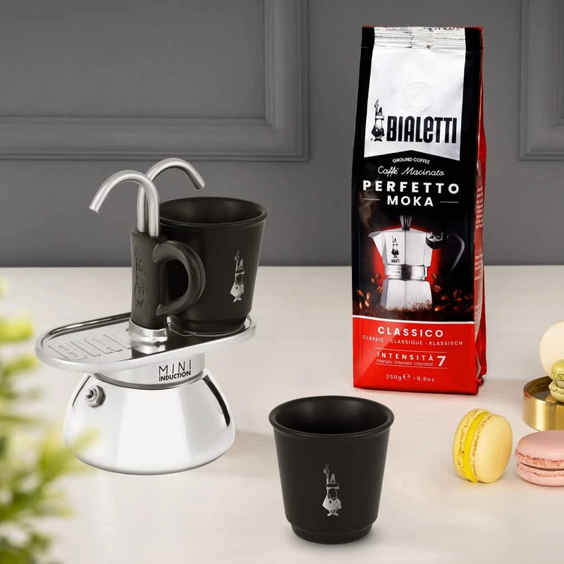 Bialetti (ビアレッティ) ミニエキスプレス インダクション 2カップ用 IH対応 & 直火式/エスプレッソカップ付(コーヒーメーカー エスプレッソメーカー マキネッタ)