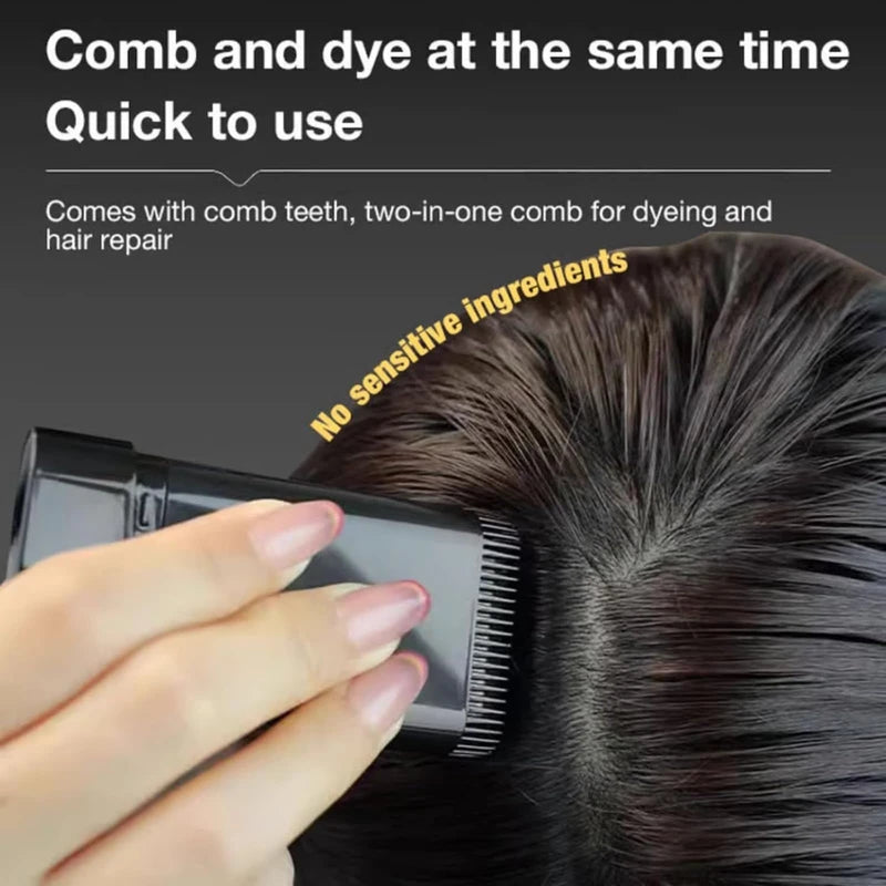 Safe and Convenient Comb Hair Dye, Hair Concealer Combing Hair, Donb Portable Hair Colouring Comb, Waterproof and Sweat-Proof Hair Dye Comb, Convenient Comb Hair Dye for Quick Touch-Ups (Black, 2pcs)