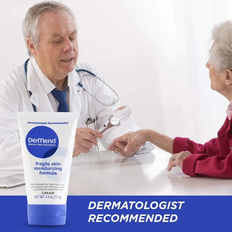 DerMend Specialized Fragile Skin Moisturizing Cream: Formula to Restore & Rejuvenate Mature Skin - Daily Moisturizer & Anti Wrinkle Cream for Firming & Strengthening Thin, Aging Skin - 4.5 Oz Tube