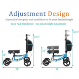 Aojin Knee Scooter，Steerable Knee Walker Economical Knee Scooters for Foot Injuries Best Crutches Alternative Blue