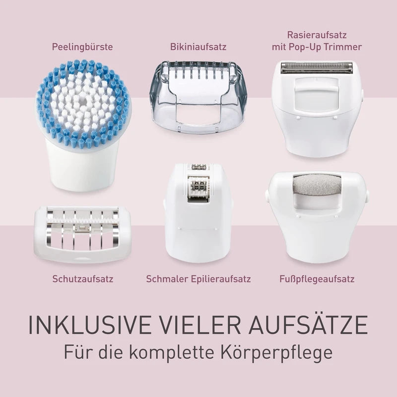 Panasonic ES-EY90-A503 Wet/Dry Epilator, Dual Disc with 60 Tweezers, 90° Swivel Head, 3 Speeds & LED Light, 30 Minutes Operation, Wireless, Hair Remover, Scissors and Foot Care Head