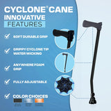 Dynamo Cyclone Cane - Ultimate Comfort, Stability and Balance - HSA/FSA Eligible - Adjustable Heavy Duty Walking Cane for Seniors, Men, Women - Stylish and Travel-Ready - Strong Support Cane (Black)