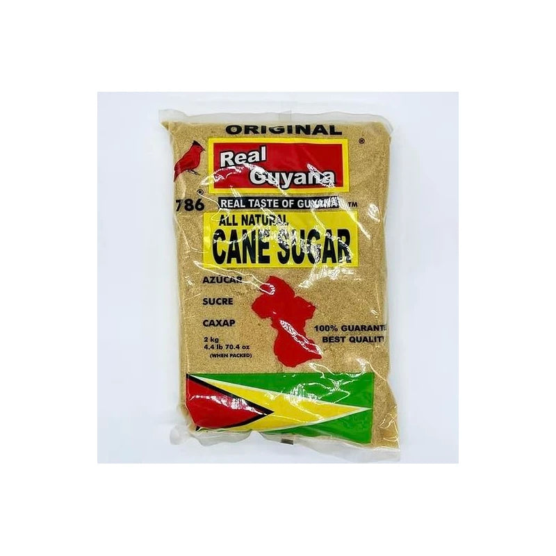 Real Guyana Cane Sugar 2KG Large Bag, 4.38 Pound (Pack of 1)