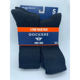 DOCKERS NEW 5 PAIR PACK DOCKERS SMART 360 FLEX MENS SPORT CREW SOCKS BLACK SIZE 6-12