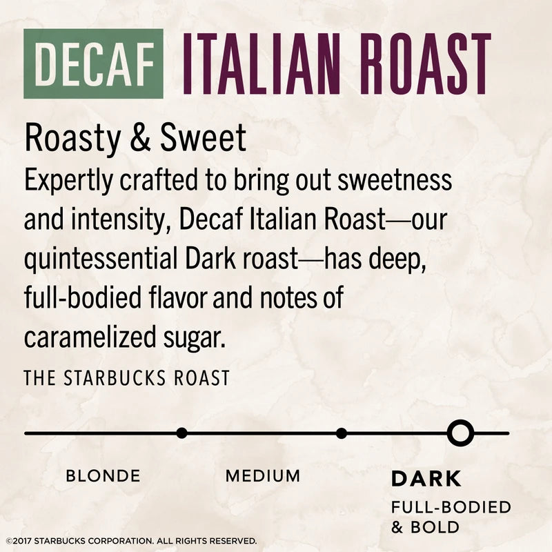 Starbucks VIA Instant Decaf Coffee Packets — Italian Roast — 100% Arabica — 1 box (7 packets)