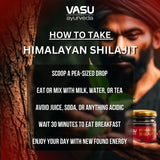 Vasu ayurveda Highest Potency 100% Natural Himalayan Shilajit Resin Pure Form of Fulvic Acid & 85+ Trace Minerals - The Black Gold - 50 Day Supply 1 Pack - Energy Booster