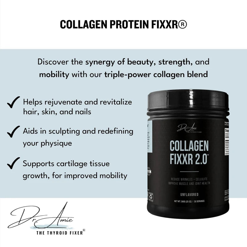 Fixxr Collagen 2.0 by Dr. Amie | with 3 Bioactive Collagen Peptides | Unflavored 30 Servings