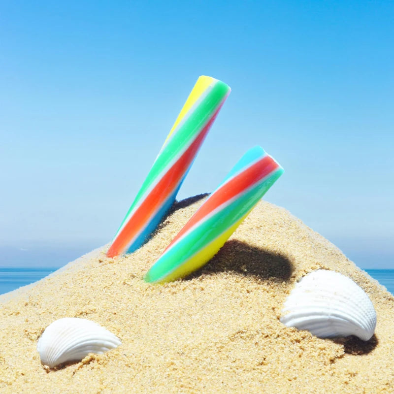 Traditional Handmade Rock Candy Sticks/Stick of Rock - Blackpool Rock and Seaside Rock sweets- Rainbow Fruit Flavour, 10 Sticks