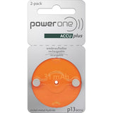 Power One ACCU Plus Size 13 Hearing Aid Battery (Pack of 2) - EXP  11/2025