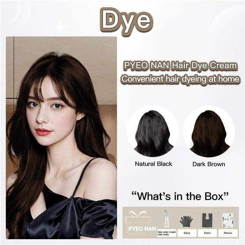PYEONAN Hair Dye Professional Comb, Natural Plant Extracts, Black or Dark Brown Cream, 2 in 1 Dyeing & Haircare, Easy to Dye Healthy Coloring for Grey Hair 2.8Oz. /80g - Color: Dark Brown (1pc)