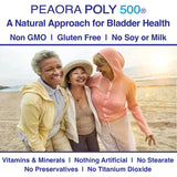 PEAORA PEA-500 - Support for Bladder, & Pelvic Discomfort | For Women & Men | Made in the USA | High-Absorption Palmitoylethanolamide & Resveratrol