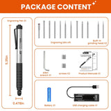 HARDELL Engraving Pen, Rechargeable Mini Engraver Pen with 10 Rotating Grinding Heads, Cordless Portable Electric Micro Engraving Pen for Jewelry, Glass, Wood, Stone, Metal & DIY