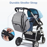 Mancro Diaper Bag Backpack, Large Multifunction Waterproof Travel Baby Changing Bag for Dad Mom with 4 Insulated Pockets and Stroller Straps, Maternity Baby Bag for Boys Girls, Grey