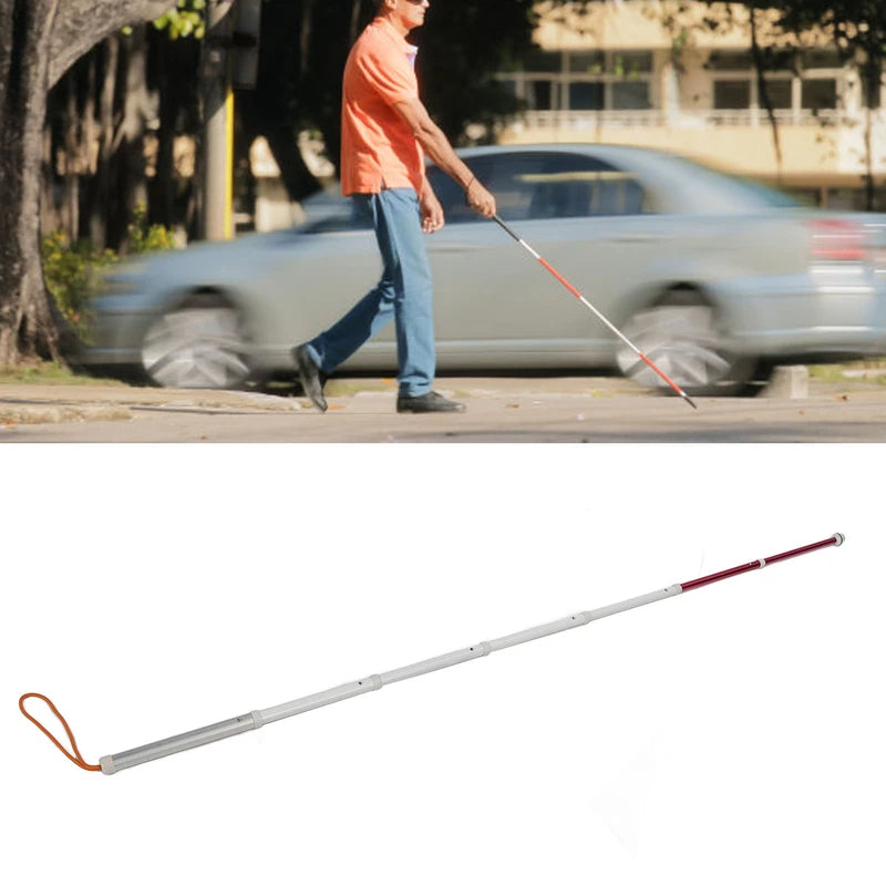 Telescopic Blind Walking Stick Anti Slip Shockproof Blind Reflective Guide Cane with Storage Bag for Visually Impaired People