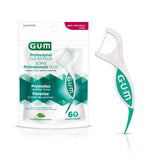 GUM Professional Clean Plus Flosser Picks, Promotes Healthier Gums, Comfort-Pick for Gentle Massage, Fresh Mint Flavour, Teal & White, 60 Flossers (1 Bag)