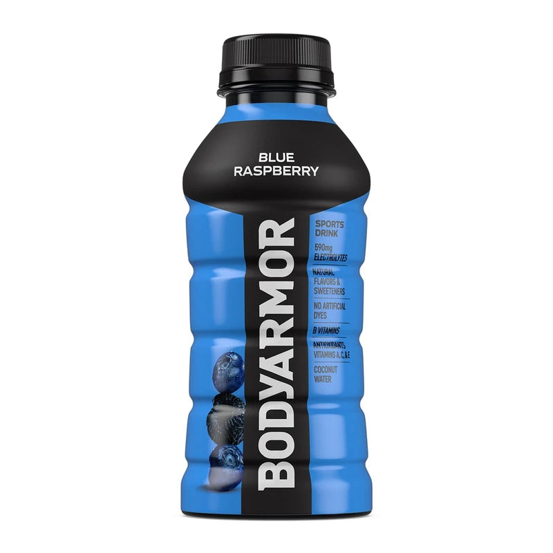 BODYARMOR Sports Drink Sports Beverage, Blue Raspberry, Natural Flavors With Vitamins, Potassium-Packed Electrolytes, No Preservatives, Perfect For Athletes, 12 ounce (Pack of 8)