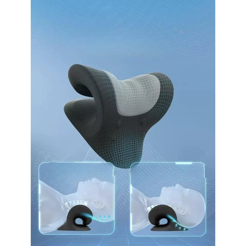 Comfortable Neck Stretcher for Neck Pain Relief, Neck and Shoulder Relaxer Cervical Neck Traction Device for TMJ Pain Relief and Muscle Relax, Cervical Spine Alignment Chiropractic Pillow (Black)