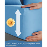 Grounding Fitted Sheets 10% Pure Silver Fiber+90% Cotton, Grounded Sheet Earth Sheets Bedding for Ground Your Body Gain More Energy, (Twin - 39"x 75"x 15" Blue), Grounding Cord Included