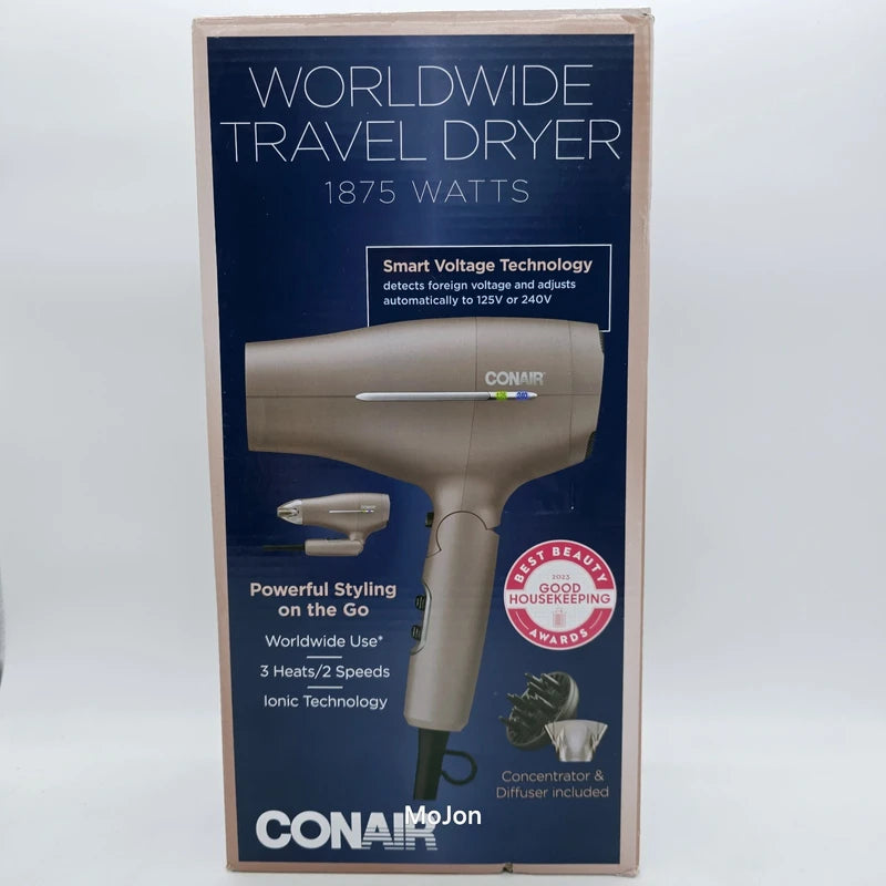 CONAIR Ionic Worldwide Travel Dryer 1875 Watts Smart Voltage Tech Torn Box*