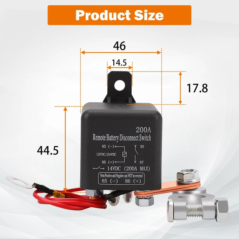 FEITON 200A Rated 360A Starting Current Remote Battery Disconnect Switch DC 12V Remote Control Isolator Kill Switch for Car Anti-Theft Prevent Battery Drain