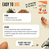Roosty's Naturals Chicken De-Wormer Powder - Chili Mix | 1LB Pouch | All-Natural Formula | US-Made Chicken Wormer, Poultry De-Wormer | Chicken Medicine Supplies to Relieve and Safeguard from Worms