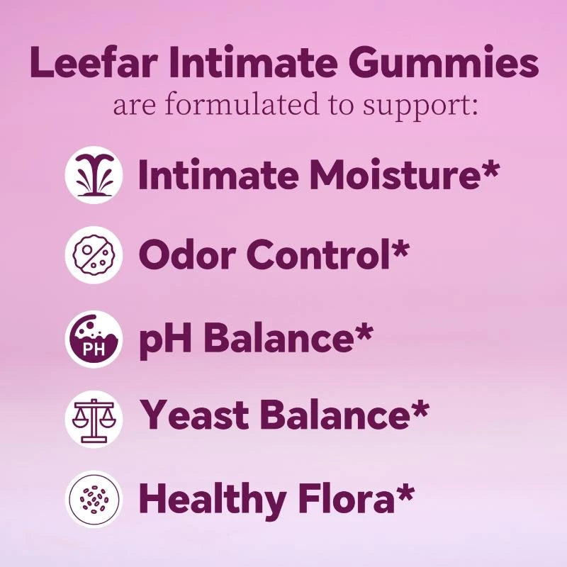LEEFAR Her Juicy  Feminine Probiotics Gummies- All in One Solution with Slippery Elm and Prebiotics&Lactobacillus Probiotic Blend for Women’s pH Balance and Dryness - Hawaiian Pineapple Gummies 60 Count