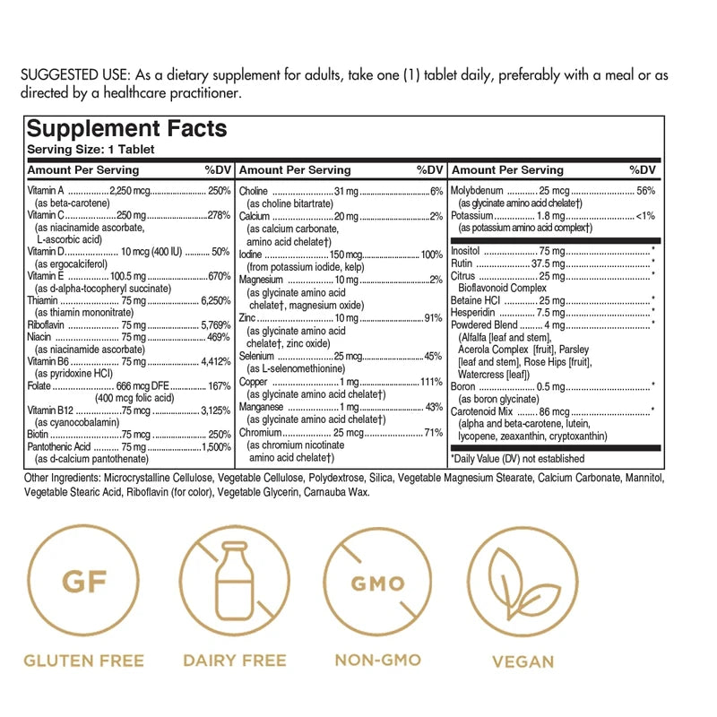 Solgar Iron-Free Formula VM-75, 180 Tablets - Multivitamin with Chelated Minerals - Vitamin A, B6, B12, C, D, E - Biotin, Magnesium, Calcium, Zinc - Vegan, Gluten & Dairy Free, Kosher - 180 Servings
