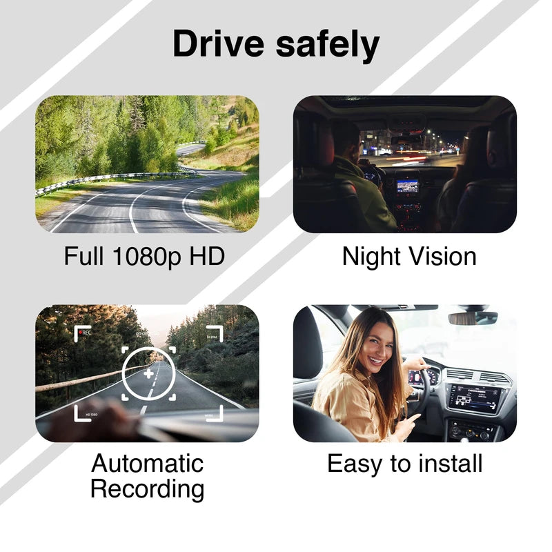 CamHandy Car Dash Cam - 24/7 Security Car Camera, Motion Detection, Night Vision, Built-in Microphone, 1080P HD Dash Camera for Cars, Size 30.2cm x 8.2cm x 4cm