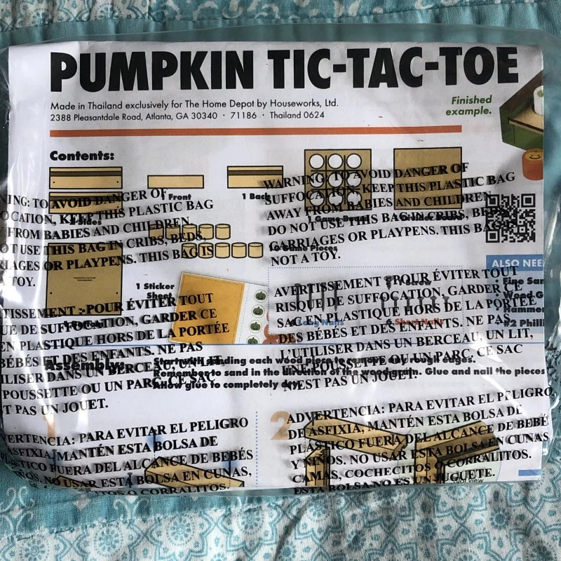 The Home Depot Home Depot Kids Workshop Kit Pumpkin Tic Tac Toe Halloween W/ Pin November 2024