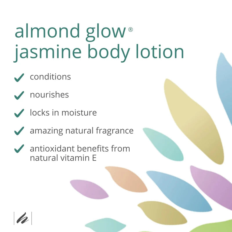 Home Health Almond Glow Body Lotion, Jasmine - 8 fl oz - Moisturizes & Revitalizes the Skin - Includes Vitamin E + Peanut, Olive & Lanolin Oils - Non-GMO, Vegetarian Friendly