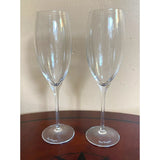 Dom Perignon Signed DOM PERIGNON Crystal Etched SHIELD LOGO 9 1/8" CHAMPAGNE FLUTES Set Of 2