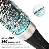 Thermal Brush Blowout Look Ionic Heated Round Brush with Ceramic Tourmaline Hair Styling Brush 1.5 Inch Heated Curling Brush with Dual Voltage Curling Iron Hot Round Brush