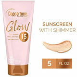 Coppertone Lot of 2 Coppertone GLOW SPF 15 Sunscreen Lotion With Shimmer - 5 fl oz