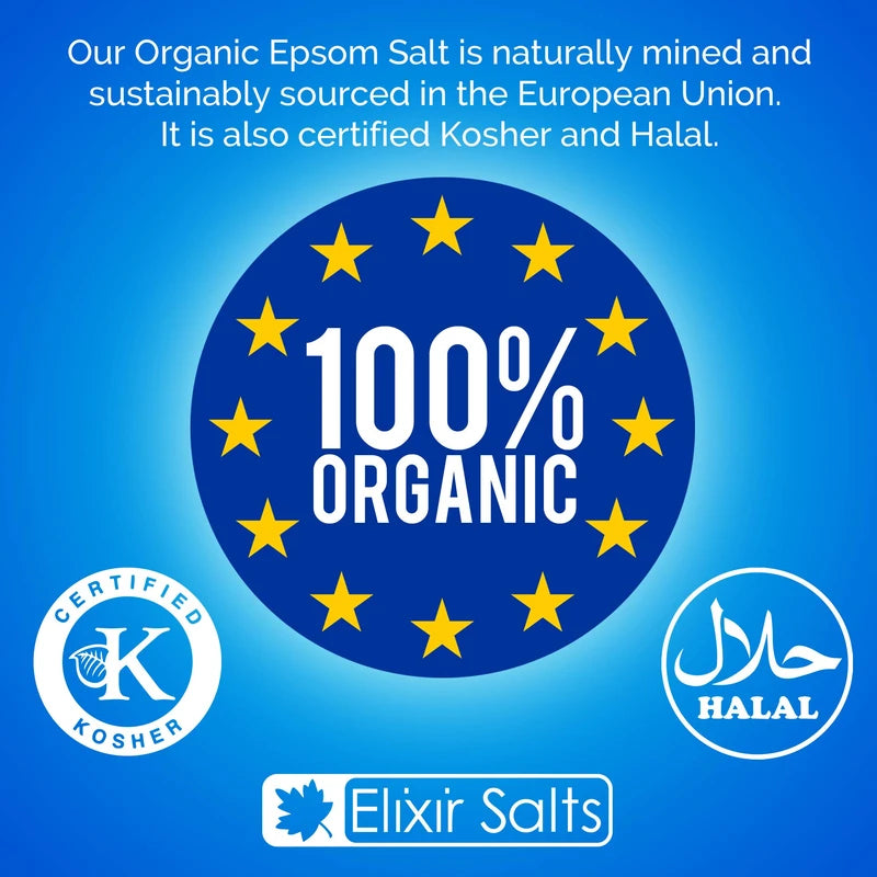 Elixir Gardens Epsom Salt 100% Organic FCC Food Grade Medical Grade Magnesium Sulphate Various Sizes 500g-25kg | Bag 1kg