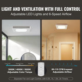 VEVOR Bathroom Exhaust Fan, 110 CFM High-Efficiency Ventilation, 1.5sones Low Noise Operation All-Copper Motor, Remote Control, Energy-Saving Bathroom Ceiling Fan For Various Ceilings