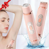 2 in 1 Rechargeable Electric Hair Shaver, 1 Count Double Cutter Head Design Hair Remover, Wet & Dry Use Body Hair Trimmer for Home & Travel - Color: Pink, Specification: 1 count
