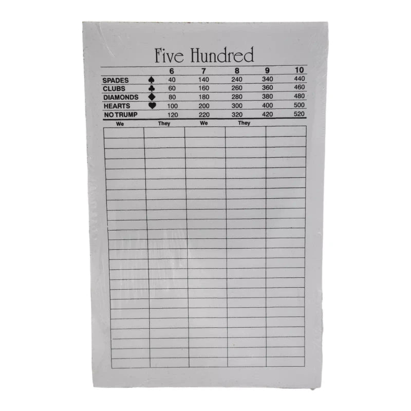Unbranded 500 Card Game Score Pads Five Hunderd Trick Taking Game Lot of 4 Pads
